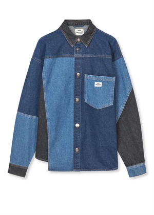 Gisli patch denim skjorte Mix Blue Denim Mads Nørgaard 